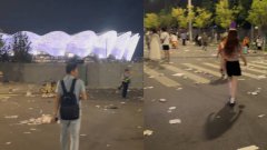 TFBOYS演唱会后馆外满地垃圾
